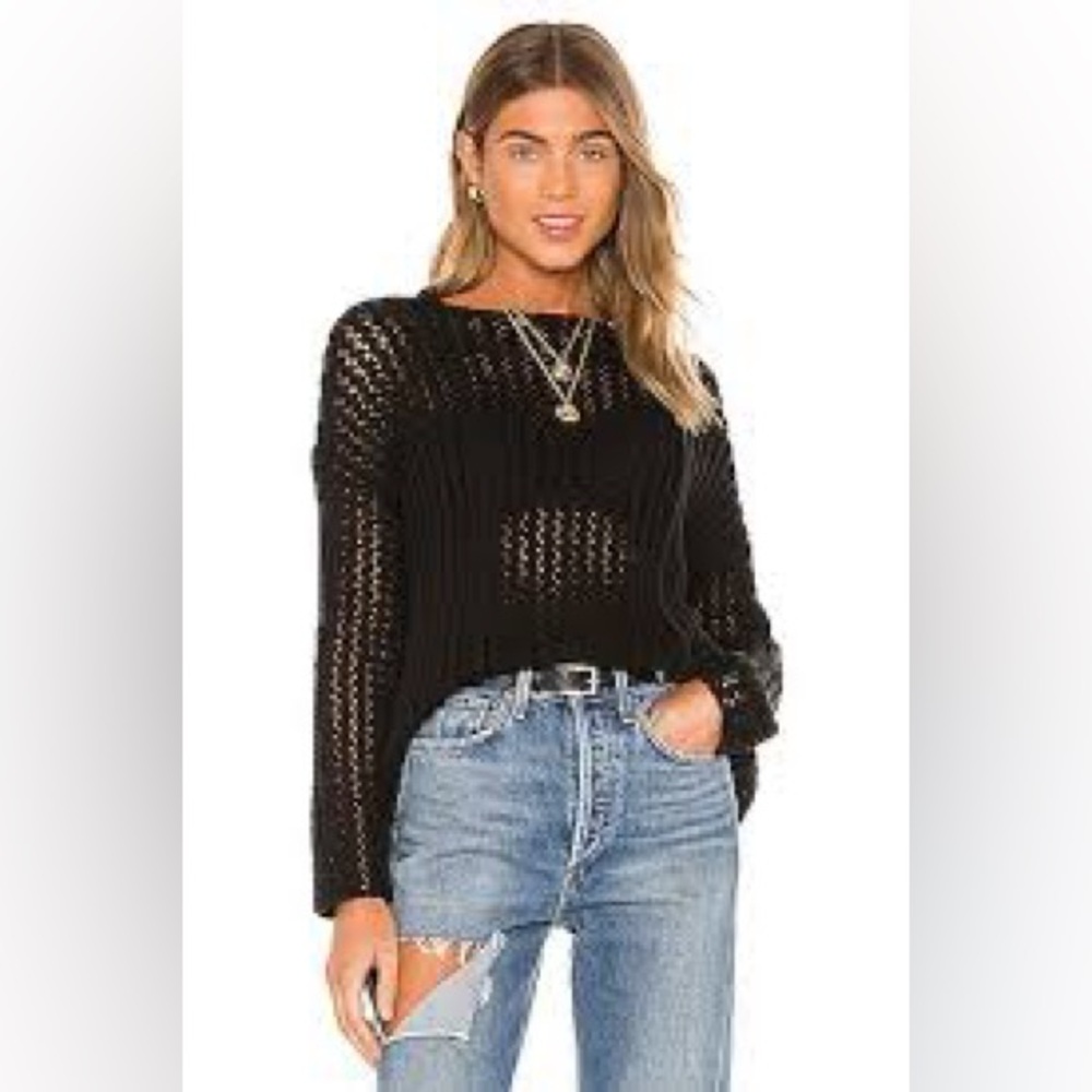 Lovers + Friends Rilo Black Open Knit Sweater Women’s Medium